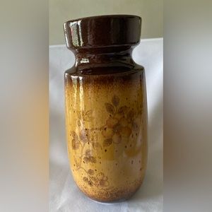Vintage Scheurich 242-22, 60s/70s Brown And Tan Floral West Germany Ceramic Vase